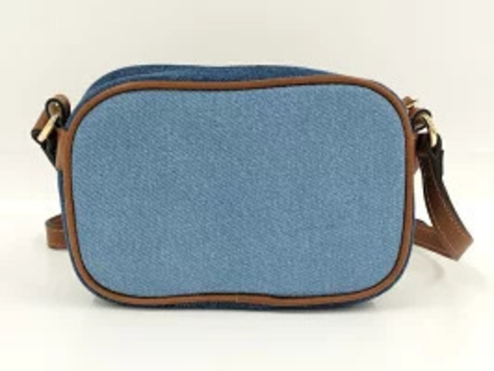 Chloe Blue Leather Shoulder Denim Bag Brown